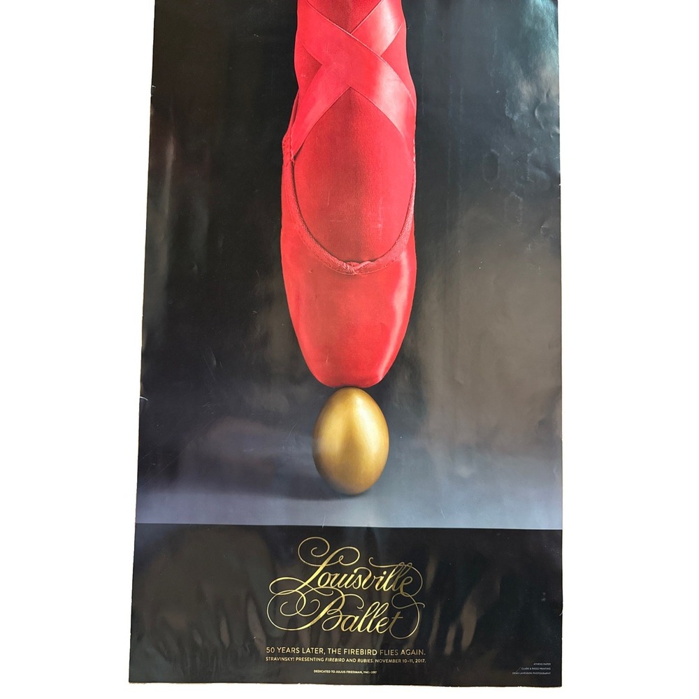 2017 Louisville Ballet Firebird Poster 35x21 Gold Foil Julius Friedman